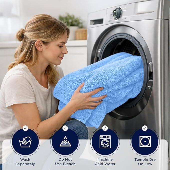 DAN RIVER 2 Pack Luxury Bath Sheets 35x70, 600 GSM, Soft & Quick Dry 100% Ring Spun Cotton Towels Ideal for Hotels, Spas, Gyms & Salons Extra Large, Medium Blue
