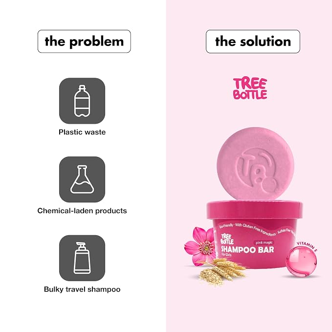 Tree Bottle Hydrolyzed Oat Protein + Squalane Shampoo Bar for Girls - 4.5oz - For all Hair Types - Gentle on sensitive Eyes & Scalp - Natural, Tear-Free, Sulfate & Paraben-Free - Made in USA - 4.5oz