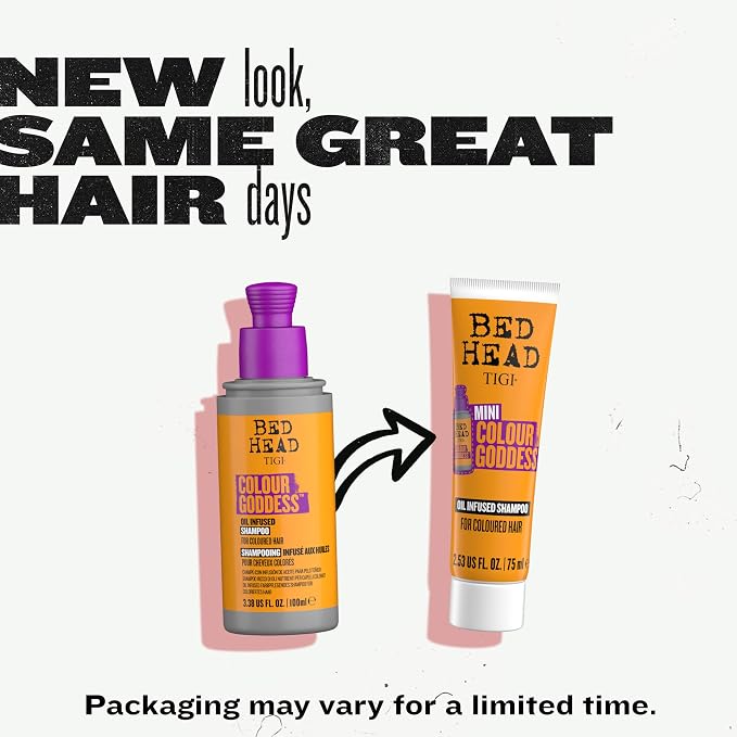 Bed Head by TIGI Colour Godess Shampoo Travel Mini – Oil Infused Shampoo for Color Treated Hair, 2.53 fl oz (Pack of 2)