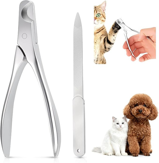 Dog Nail Clippers - All Steel Material, Dog Nnail Trimmers with Built-in Spring, Cat Nail Clipper for All Dogs Cats, Professional Pet Nail Clippers with Free Nail File