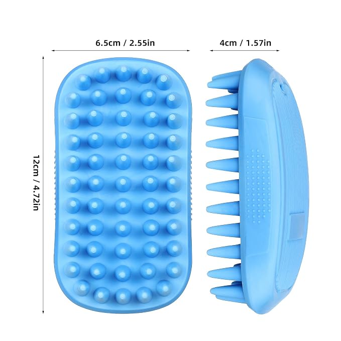 Happyyami Dog Bath Brush Tpe Dog Shampoo Brush for Bathing Washing with Non-Slip Grip Removes Loose Hair Pet Massage Scrubber for Cats Dogs Puppy Grooming 4.72 X 2.55 X 1.57 in