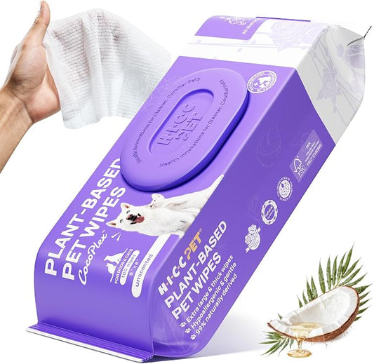 HICC PET Wipes for Dogs & Cats, Daily Pet Cleaning Wipes for Paws, Butt, Face & Fur, Waterless Grooming Wipes for Dogs, Cats & Horses, Soft Textured Pet Wipes, 100 Count | Daily Pet Grooming, Pet Wipes for Paws & Butt, Face & Body Cleaning, Waterless P...