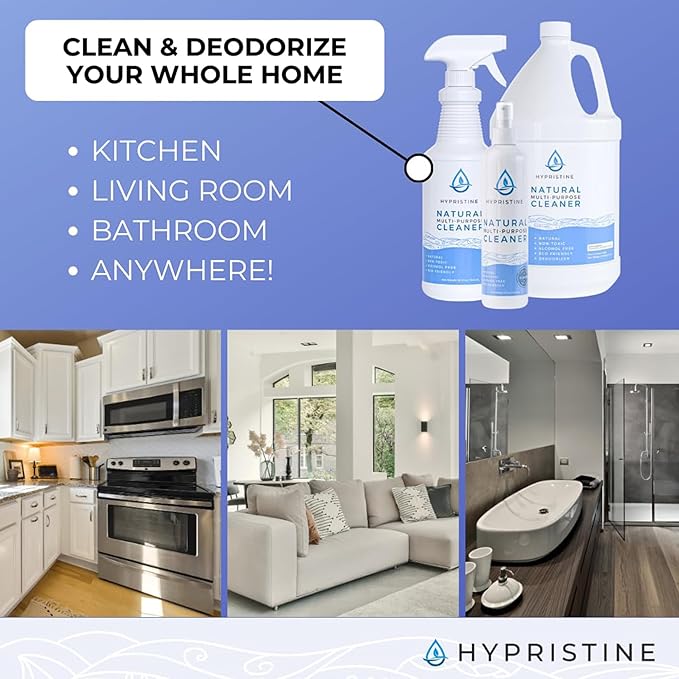 HYPRISTINE Pure Hypochlorous Acid Multi-Purpose – Bleach- and Alcohol-Free Odor Remover, All-Surface Solution for Home, School and Office – Child-, Pet- and Food Contact-Safe