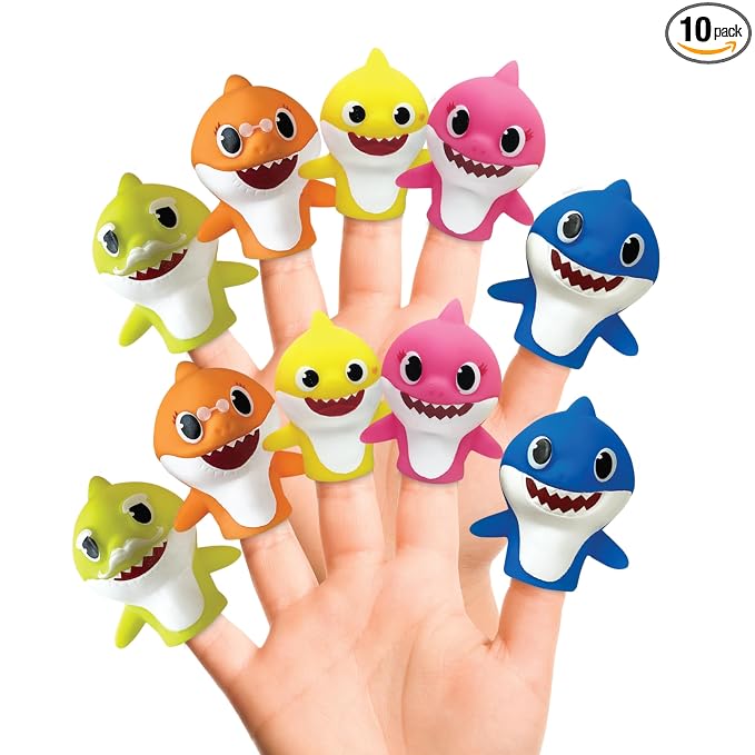 Nickelodeon Baby Shark 10 Pc Finger Puppet Set - Party Favors, Educational Story Time, Floating Pool & Beach Toys