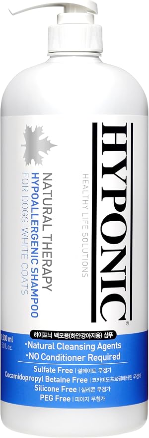 HYPONIC Hypoallergenic Premium Dog Shampoo - Deodorizing, Sensitive Skin, Detangling (White Coats & Brightening (50.7 oz))