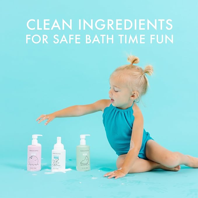 Dabble & Dollop Beachy Kids 3-in-1 Body Wash, Shampoo & Bubble Bath Variety Set – Coconut, Honeydew & Vanilla, Tear-Free, Gentle, Hypoallergenic and Safe for Sensitive Skin (Pack of 3)