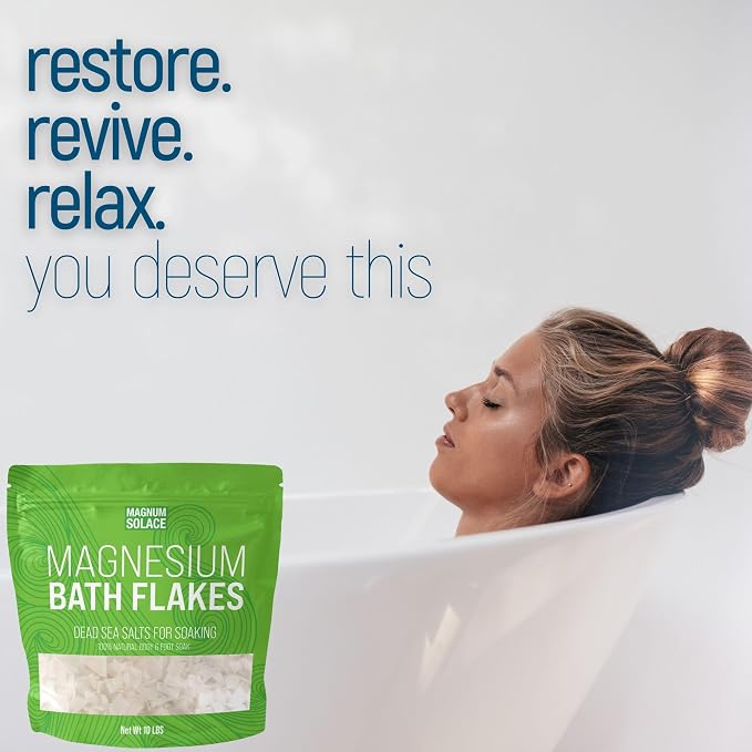 Magnesium Flakes for Bath - Magnesium Chloride Flakes - Dead Sea Salts for Soaking, 5 LBS