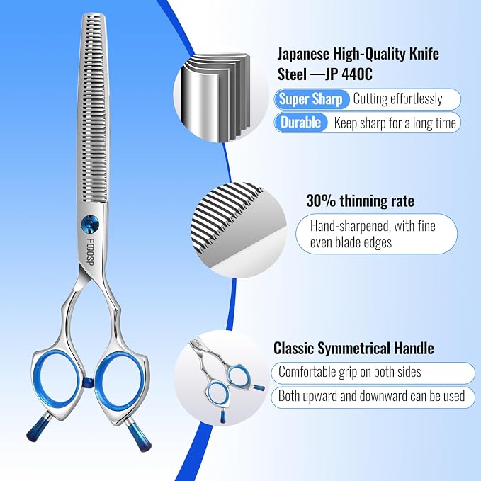 Thinning Shears for Dogs Professional Dog Grooming Scissors Pet Thinners Shear 30% Thinning Rate 46 Teeth Classic Handle Designed for Pet Groomers or Family DIY Use