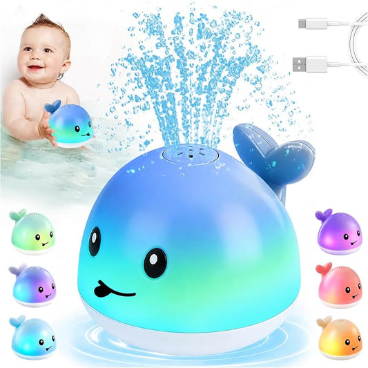 Gigilli Bath Toys for Kids, Baby Bath Toys, Pool Water Toys for Toddlers, Babies Boy Girl Gifts, Light Up Whale Bath Toy Sprinkler, Birthday Bathtub Fountain Toy