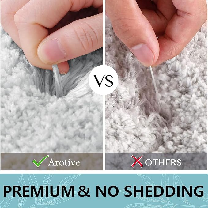 Arotive Microfiber Bathroom Rugs, Shaggy Soft and Absorbent Bath Rug, Thick Plush Machine Washable Dry Bath Mats for Bathroom, Tub and Shower, 59x24, Light Grey, Rectangular
