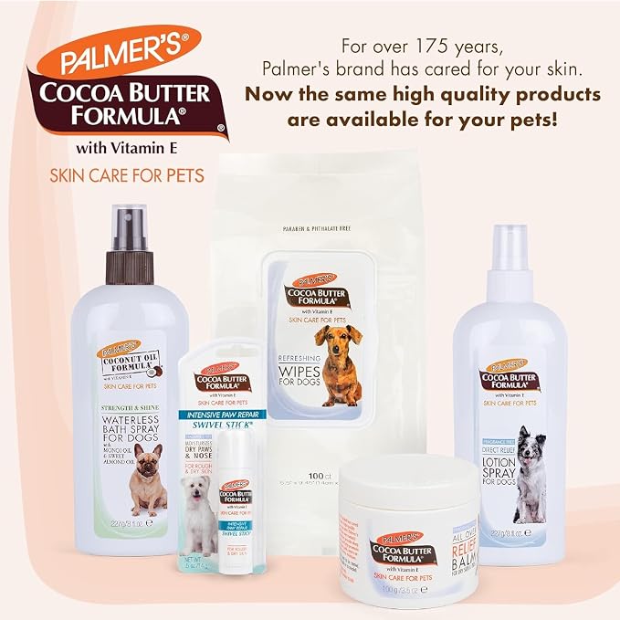 Palmer’s for Pets Cocoa Butter Formula Refreshing Wipes for Dogs and Puppies - Paraben Free, Phthalate Free Dog Grooming Wipes with Vitamin E, Gentle Daily Use, 100 Count - 3 Pack