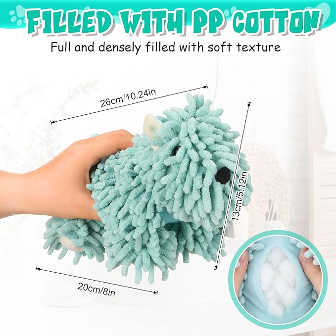 Tegeme 1 Pcs Chenille Dog Hand Towel Fuzzy Towel Absorbent Microfiber Soft for Bathroom Kitchen Washstand (Green,Standing Dog)