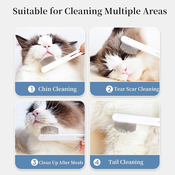 Precision Tear Stain Comb for Small Dogs Cats Face Eye Gunk Removal Tool ，Fit Yorkie, Shih Tzu, Maltese, Maltipoo, Pomeranian, Puppy Starter Kit, Pet Supplies (Blue)