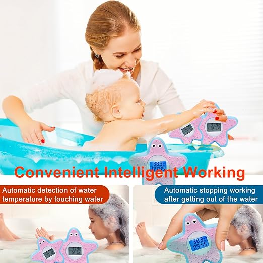 Baby Bath Tube Thermometer LED Display Warning Alarm/Timer Function, Baby Safety Water Thermometers for Bathtub Pool Floating Tub Toy Gift for Infants Newborn Toddlers Kids Room Temperature Essentials