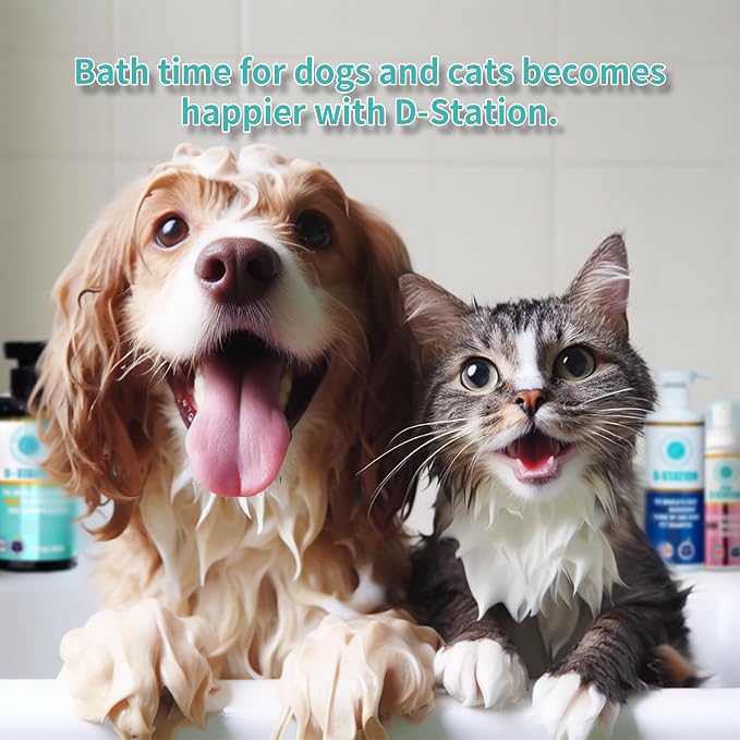 D-STATION Premium PDRN Volume Shampoo for Dogs & Cats - Salmon DNA & Manuka Honey - Soothes Dry Itchy Skin, Boosts Shine & Fluffiness - Moisturizing & Deodorizing Wash, 10.1 oz