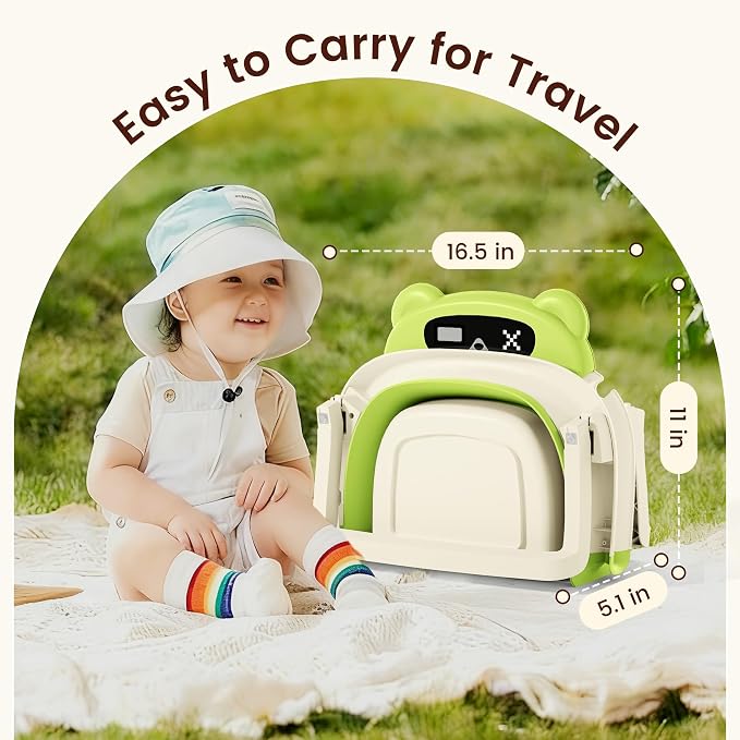 Baby Bathtub,Foldable Baby Bath Tub for Newborn to Toddler (0-18 Months) – Collapsible Infant Tub for Travel with Thermometer, Soft Cushion,Green