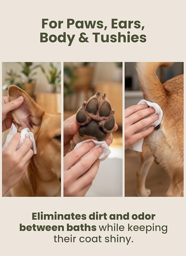 Pogi’s Dog Wipes – Hypoallergenic Pet Wipes for Paws, Body & Butt – Cleaning & Hydrating, Green Tea Scent, 240 Count