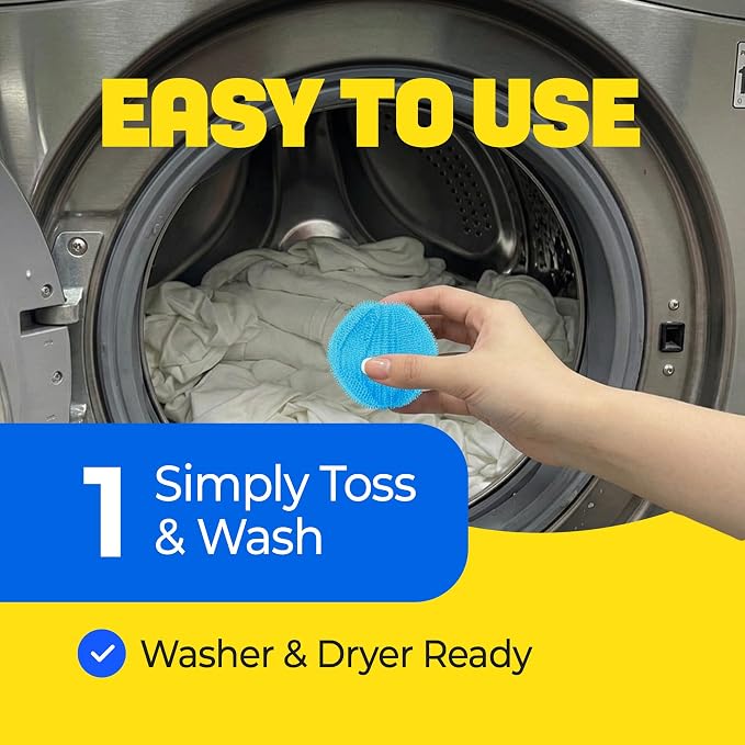 HASHI 12 Pack Pet Hair Remover for Laundry, 2.3 Inch Sky Blue Washing Machine and Dryer Balls, Reusable Dog and Cat Fur Catcher, Gentle on Fabrics Lint Remover for Bedding and Towels