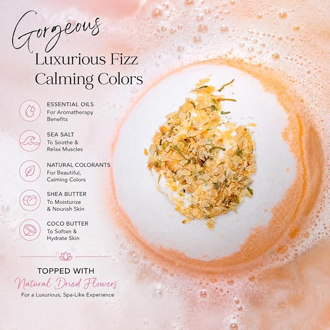 EvolutionUSA 12 Inspire Bath Bombs for Women & Girls – Flower Topped Bath Bombs Girls, Fun Bathbombs Set, Organic Bath Fizzers, Luxury Gift for Mothers Day, Birthday, Christmas, Easter or Self Care