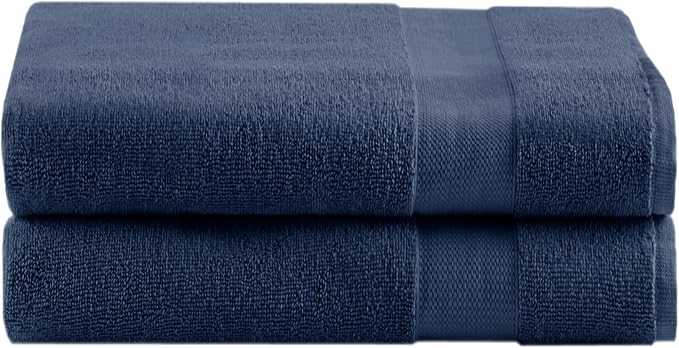 Comfort Spaces Turkish Bath Sheet Set 35x70 Oversized of 2 Piece Large Bath Towels Beach Towel 100% Turkish Cotton Towel Set for Bathroom Luxury Highly Absorbent Ultra-Soft Quick Dry Towel Navy Blue