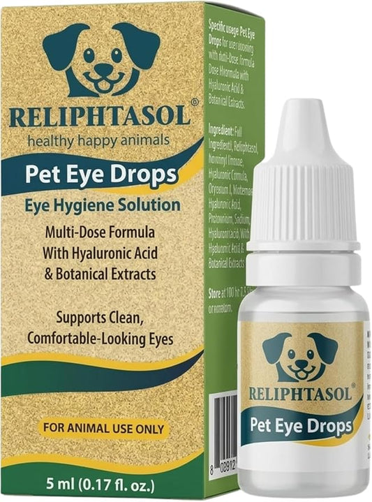 Pet Eye Drops – Vet-Formulated Dog Eye Infection Inflamation Treatment, Allergy Relief, Dry Eyes & Red Eye, Tear Stain Remover for Dogs, Cats, Cattle, Sheep, Horses – 5 mL 0.17 fl oz (1 Bottle)