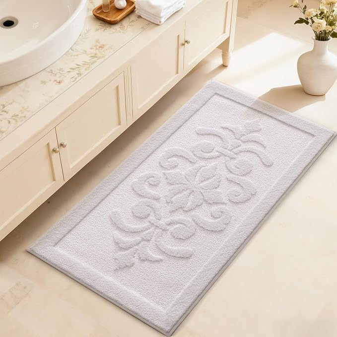 LUMI Ultra Absorbent Bathroom Rug Non Slip Rubber Backing, Machine Washable Bath Mat Soft Premium Microfiber, Elegant Luxury Bath Rugs Quick Dry for Bathtub and Shower Floor, Decor, 24x36