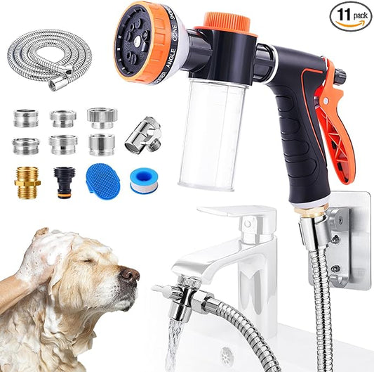Bathtub Faucet Sprayer Attachment for Tub, Dog Washing Hose Attachment for Bathtub with Faucet Adapters, Sink Sprayer Dog Bath Hose Attachment for Tub Faucet, Dog Shower Attachment