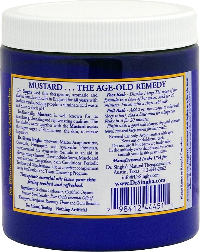 Dr. Singha's Mustard Bath Soak – Aromatherapy Bath Salts with Mustard Seed & Essential Oils for Muscle Relaxation, Stress Relief & Soothing – Epsom Salt Alternative, 16 oz