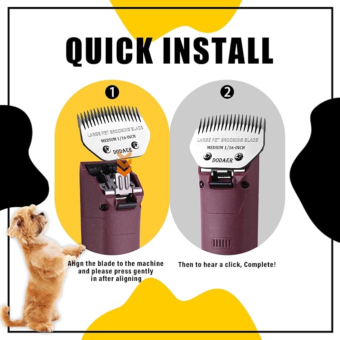 Dog Grooming Blade,Compatible with Andis Medium Blending,Oster A5,Wahl KM10 | Steel Medium Blade,1/16-Inch Cut Length for Large dog,horses,sheep（64330）