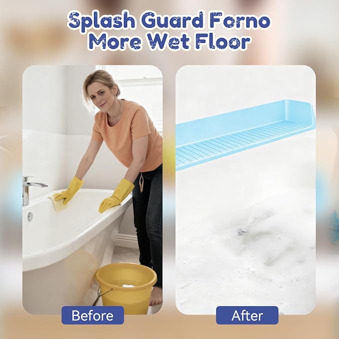 Splash Guard for Bathtub,Bathtub Organizer & Splash Guard,Safe Bathroom Waterproof Cover,Longer Silicone tub Waterproof cover-31.4in,Practical Bath Accessory(Blue)