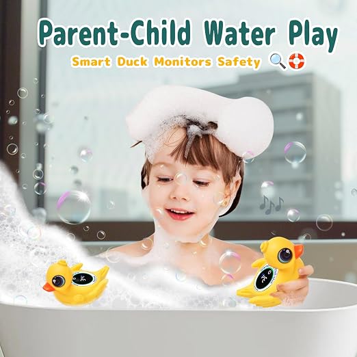 Baby Bathtub Thermometer with LED Display Screen+Cute Duck toy-2-in-1 | Color Coded Alarm (Cold/Comfortable/hot) Bath Temperature Monitor, Adorable Floating Toys for Infants, Essential for Babies