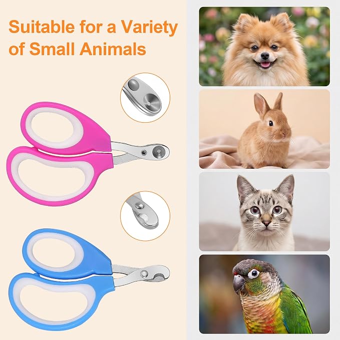 4 Pack Pet Nail Clippers: 2 Cat Nail Clippers with Circular Cut Hole, Cat Claw Trimmer Sharp Angled Blade, Safe & Easy to Use for Cats, Kittens, Small Dogs, & Small Pets, Avoid Overcutting