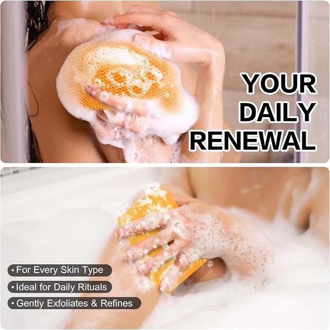 Kojic Acid Soap Bar with African Net Sponge, Exfoliating Bundle to Help Even Skin Tone and Unclog Pores, for Face and Body, Deep Cleansing Wash for Smoother, Revitalized Skin