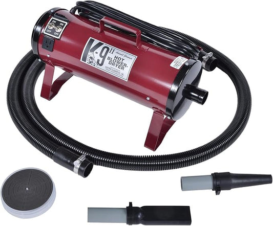 Electric Cleaner Company K9 II Dog Blow Dryer - High Power Grooming Dryer, Heavy Duty, 10' Hose, Deshedding, Burgundy