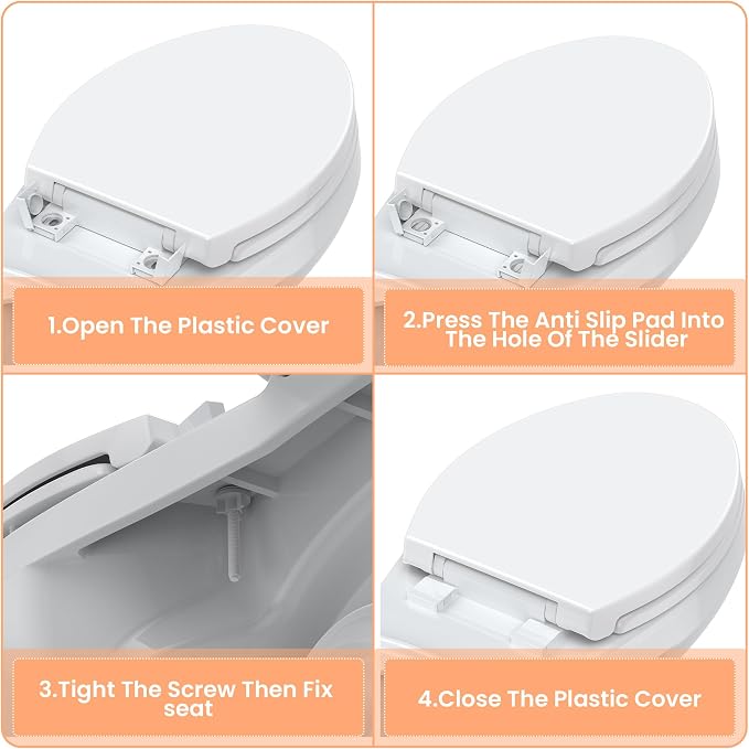 Toilet Seat with Toddler Seat Elongated, PP Material Family Toilet Seat Cover, Soft Close Adult & Toddler Seats, Easy to Clean, Safe Potty Training Solution for Kids, Bathroom Upgrade for Home
