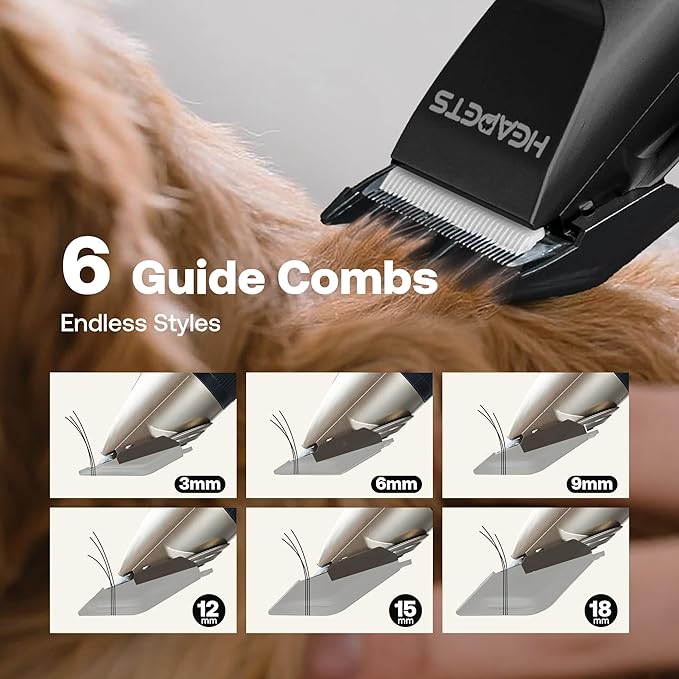 Dog Clippers for Grooming, Low Noise, Electric Quiet, Adjustable Clipper Comb, Rechargeable Cordless Dog Hair Clippers for Dogs Cats Pets, Black