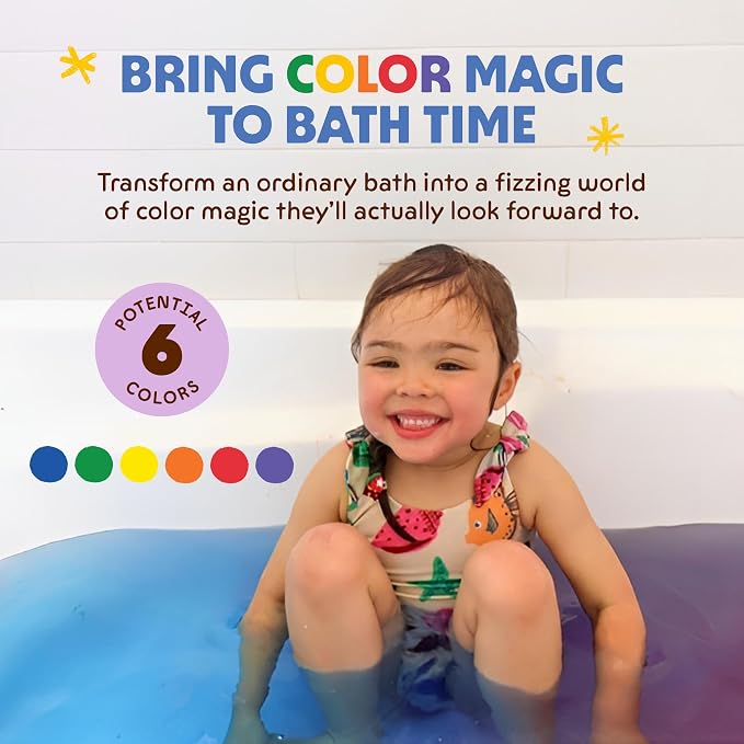 Honeysticks Bath Color Tablets for Kids - Non Toxic Bathtub Drops Made with Natural Ingredients and Food Grade Colors - Fragrance Free - Fizzy, Brightly Colored Bathtime Fun, Great Gift - 36 Drops