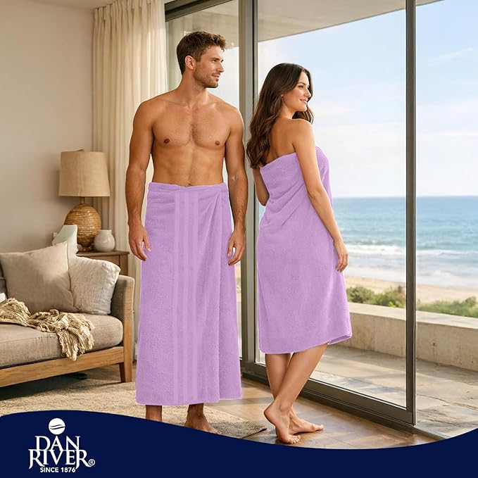 DAN RIVER 2 Pack Luxury Bath Sheets 35x70, 600 GSM, Soft & Quick Dry 100% Ring Spun Cotton Towels Ideal for Hotels, Spas, Gyms & Salons Extra Large, Lavender