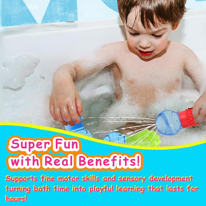 3Pack Bath Toys for Toddlers 1-3 - Sensory Squeezing Water Bathtub Toys for Kids | Bath Tub & Pool Floating Toys for Babies | Textured Sensory Bath Toys Easter Stocking Stuffers for Boys & Girls