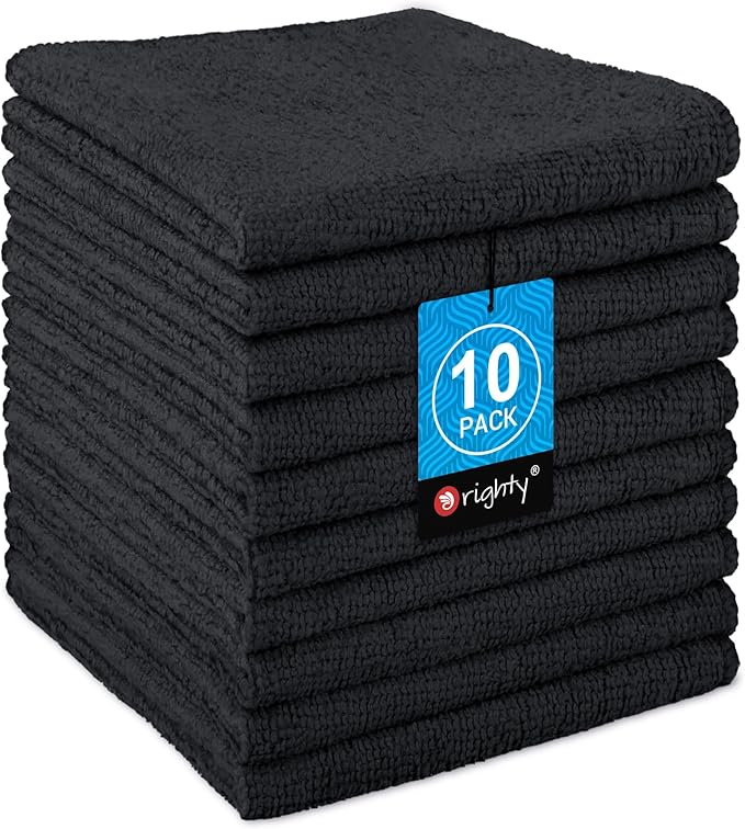 Orighty Wash Cloths, 10 Pack Face Towels, Soft Quick-Drying Washcloths, Multi-Purpose Microfiber Face Cloths for Bathroom, Gym, Spa, Hotel, Travel, 11.5"x11.5", Black