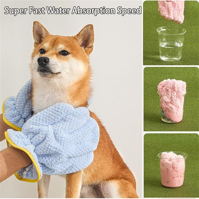 Pet Towel Dog Bath Towels for Drying Dogs,Microfiber Absorber Towel Dog Grooming Gloves for Cats Quick Drying Puppy Towel Gloves Small 2 Pack (10.6X8.2in)
