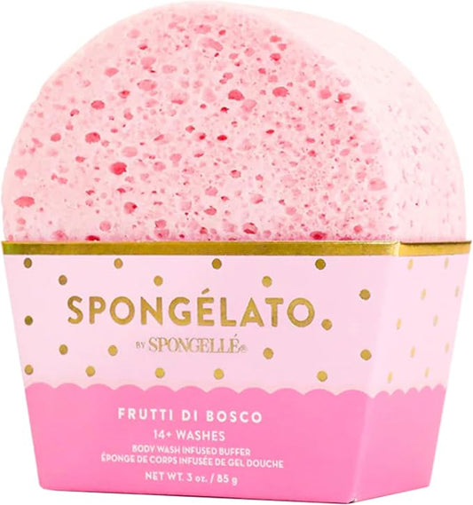 Spongellé Frutti di Bosco (Mixed Berries) Spongélato Bath Sponge | Built-In Body Wash & Body Scrubber, Shower Loofah Sponge for Women | 14+ uses