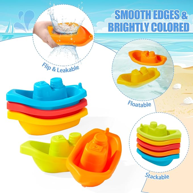 AMCHSURI Baby Bath Toys for Kids Ages 1-3 Mold Free Bath Toys for Toddler 2-4 Bathtub Sand Beach Pool Water Toys with Tub Toys for Babies 12 18 Months, 11Pack