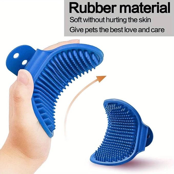 Silicone Pet Grooming Brush for Dogs & Cats – Soft Bath Brush, Gentle Deshedding & Massage Tool, Adjustable Hand Strap, Use Wet or Dry for Short & Long Hair Pets (Blue)