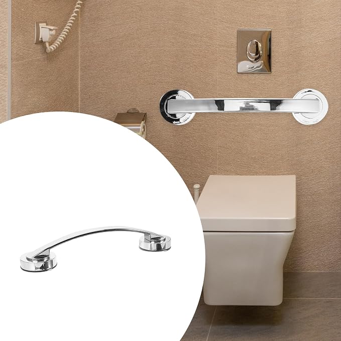 Hemobllo Bathroom Grab Bars for Seniors 11.81 Inch Suction Safety Handrail Chrome Tool-Free Install Bathtub and Shower Armrest for Elderly and Disabled Stable Support for Bathroom and Toilet