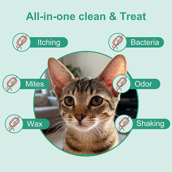 Dog & Cat Ear Drops with Hydrocortisone 1% – Ear Infection & Yeast Relief, Itchy Ear Cleaner for Pets