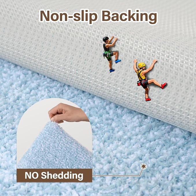 Bathroom Rugs 24x17 Non Slip Washable, Light Blue Bath Mat for Bathroom Floor Tub, Soft Absorbent Quick Dry Mats for Shower, Bathtub,Home Decor