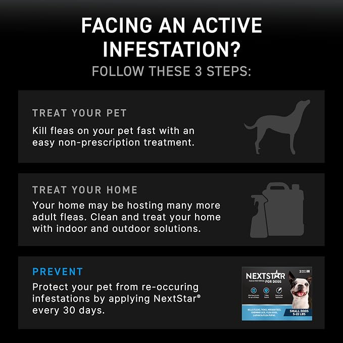 NEXTSTAR Flea and Tick Prevention for Dogs, Repellent & Control, Fast Acting Waterproof Topical Drops, Flea and Tick Prevention for Small Dogs, 1 Monthly Dose