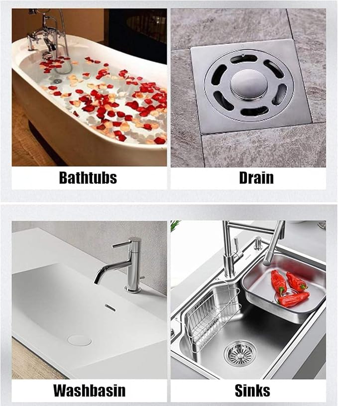 Disposable Shower Drain Hair Catcher, 3.94 Inches Square, 100 PCS | With Scrapper, Stickers for Bath & Kitchen, For Human & Pet Hair, Bathtub & Laundry Cover