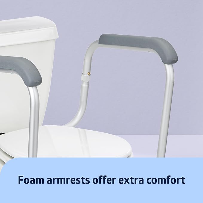 Medline Toilet Handle Safety Rail, Grab Bar for Bathroom, 26" to 31" Adjustable Height, 250-lb. Capacity, Aluminum